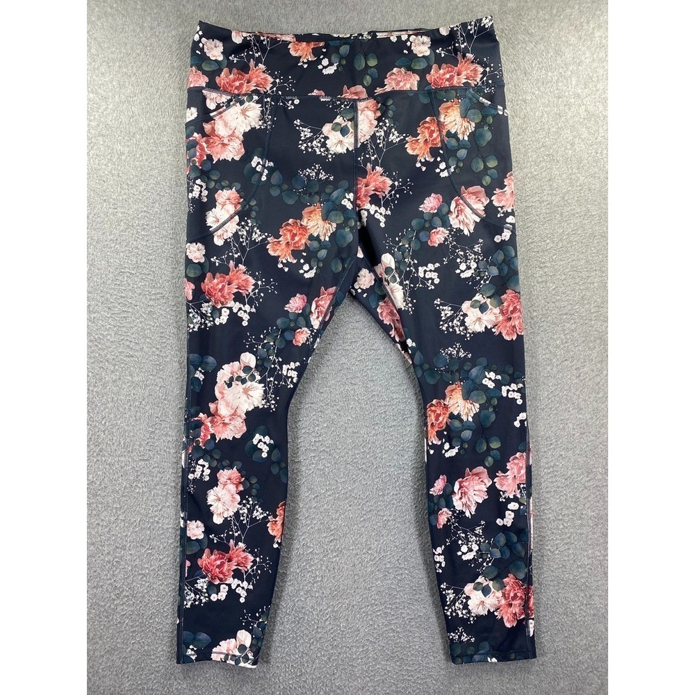 Duluth Trading Leggings Womens 2X Floral Stretch Pants Comfort Casual Color